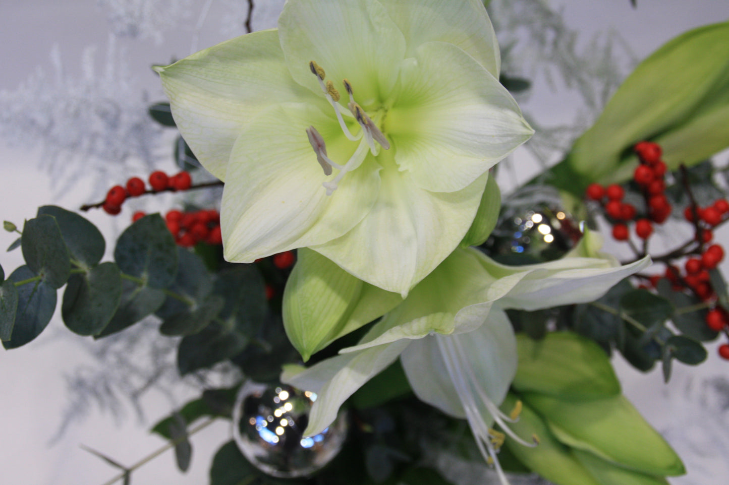 Witte amaryllis boeket