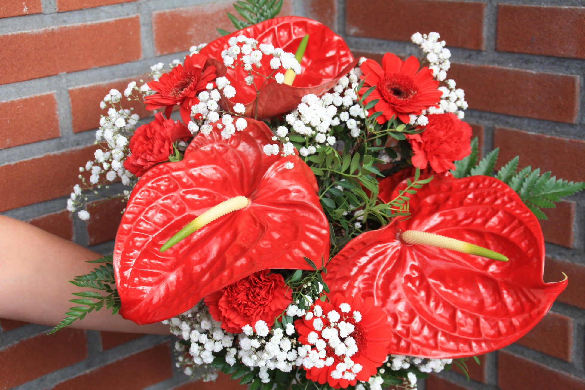 Boeket anthurium rood