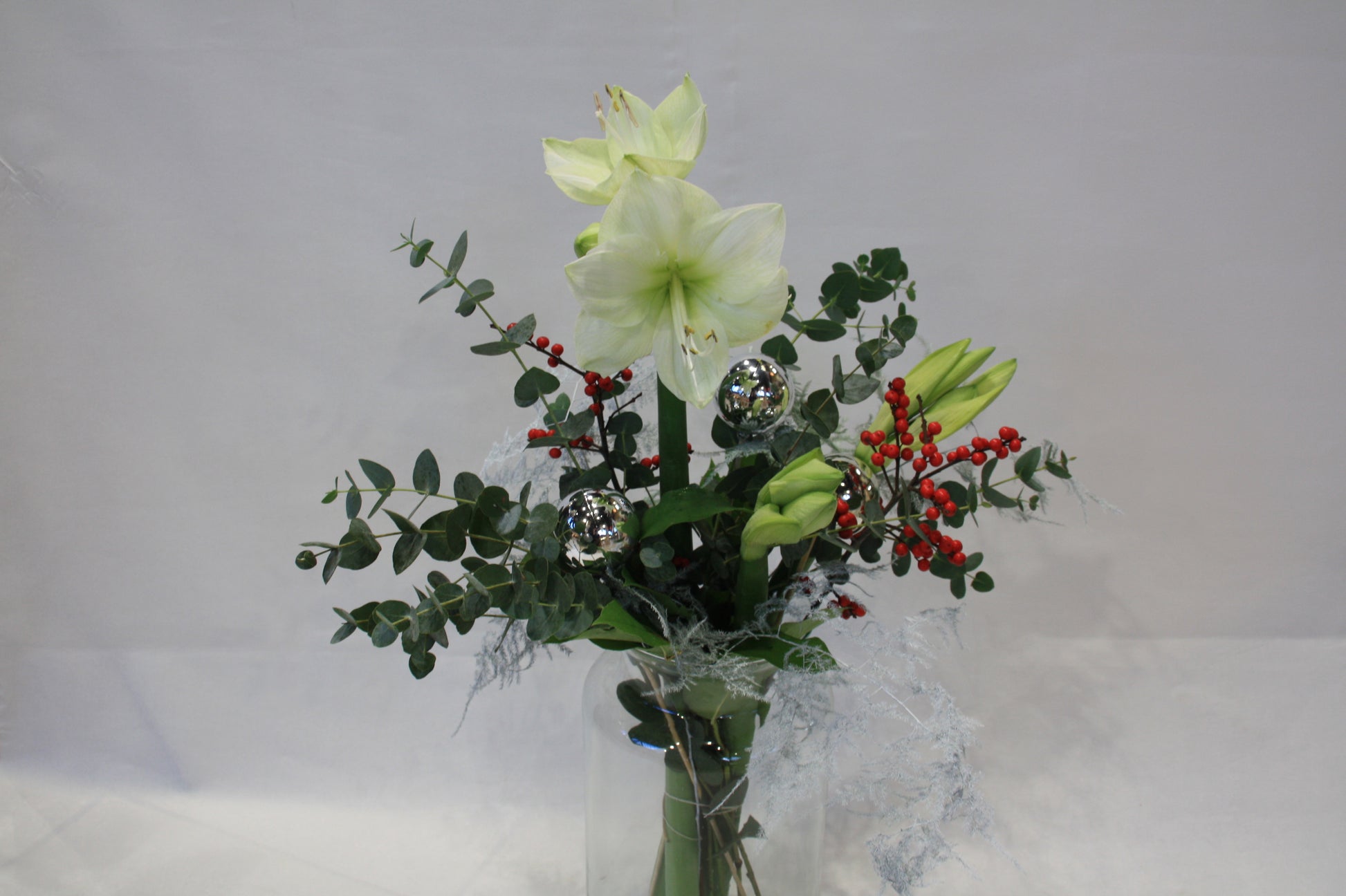 Kerstboeket amaryllis wit