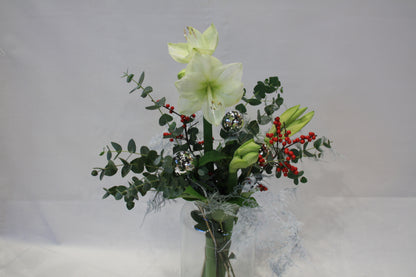 Kerstboeket amaryllis wit